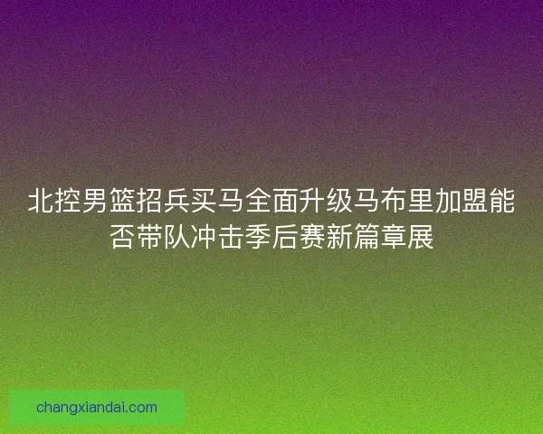 北控男篮招兵买马全面升级马布里加盟能否带队冲击季后赛新篇章展